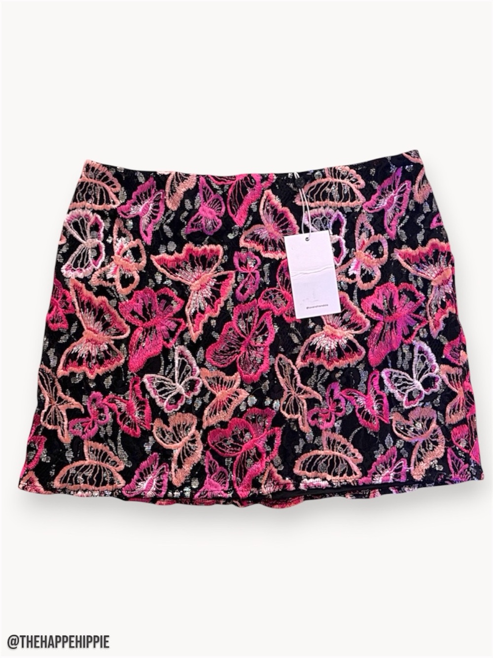 Lovers & Friends Black Embroidered Butterfly Mini Skirt - NWT